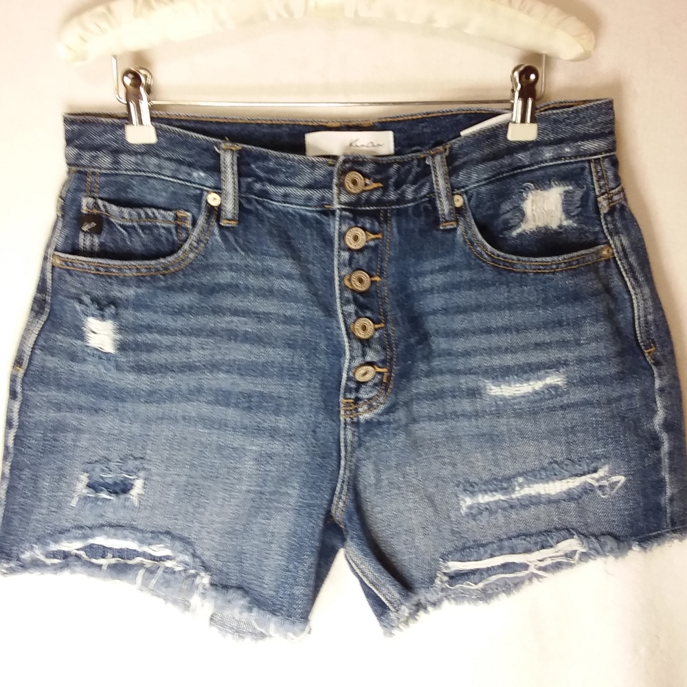 Distress Jean Denim Shorts Kancan Size 9